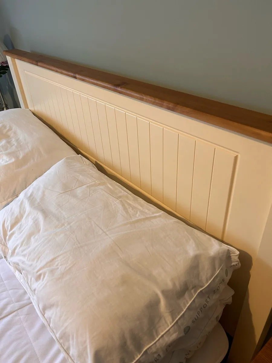 Timber frame bed with base and mattress - Image 1