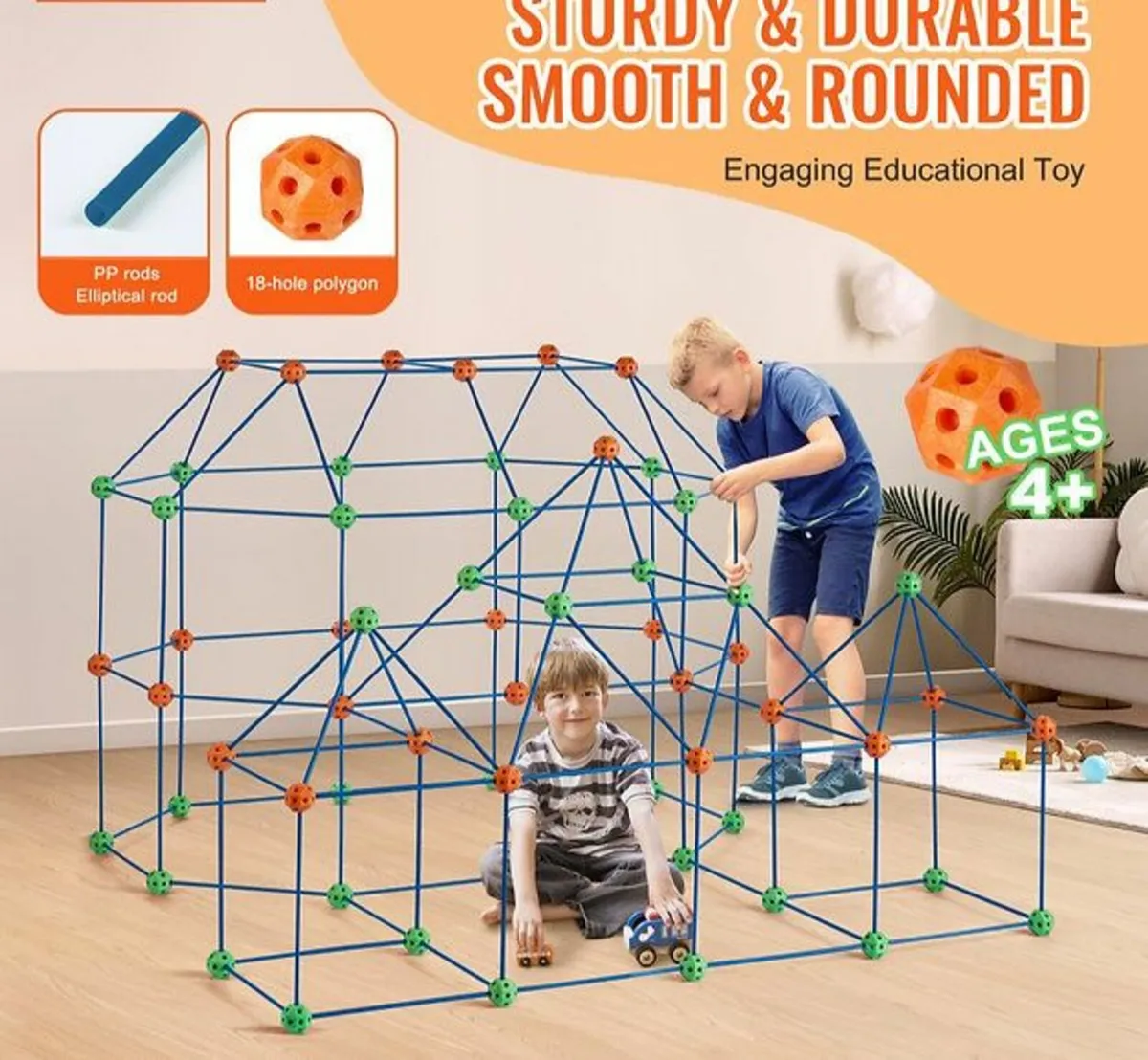 Fort Building Kit STEM Construction Toy – 120PC or - Image 2