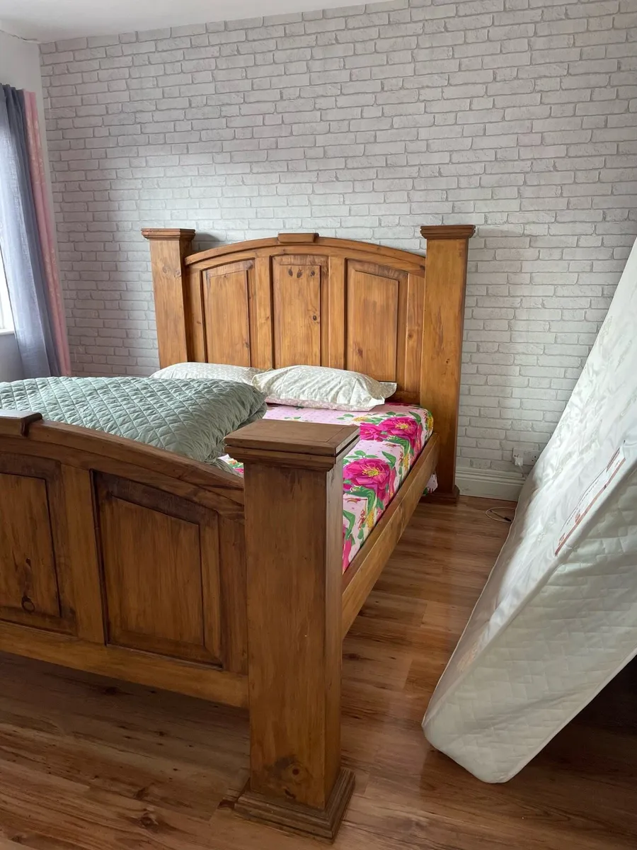 King Size Solid Wood Bed with Mattress - Image 2