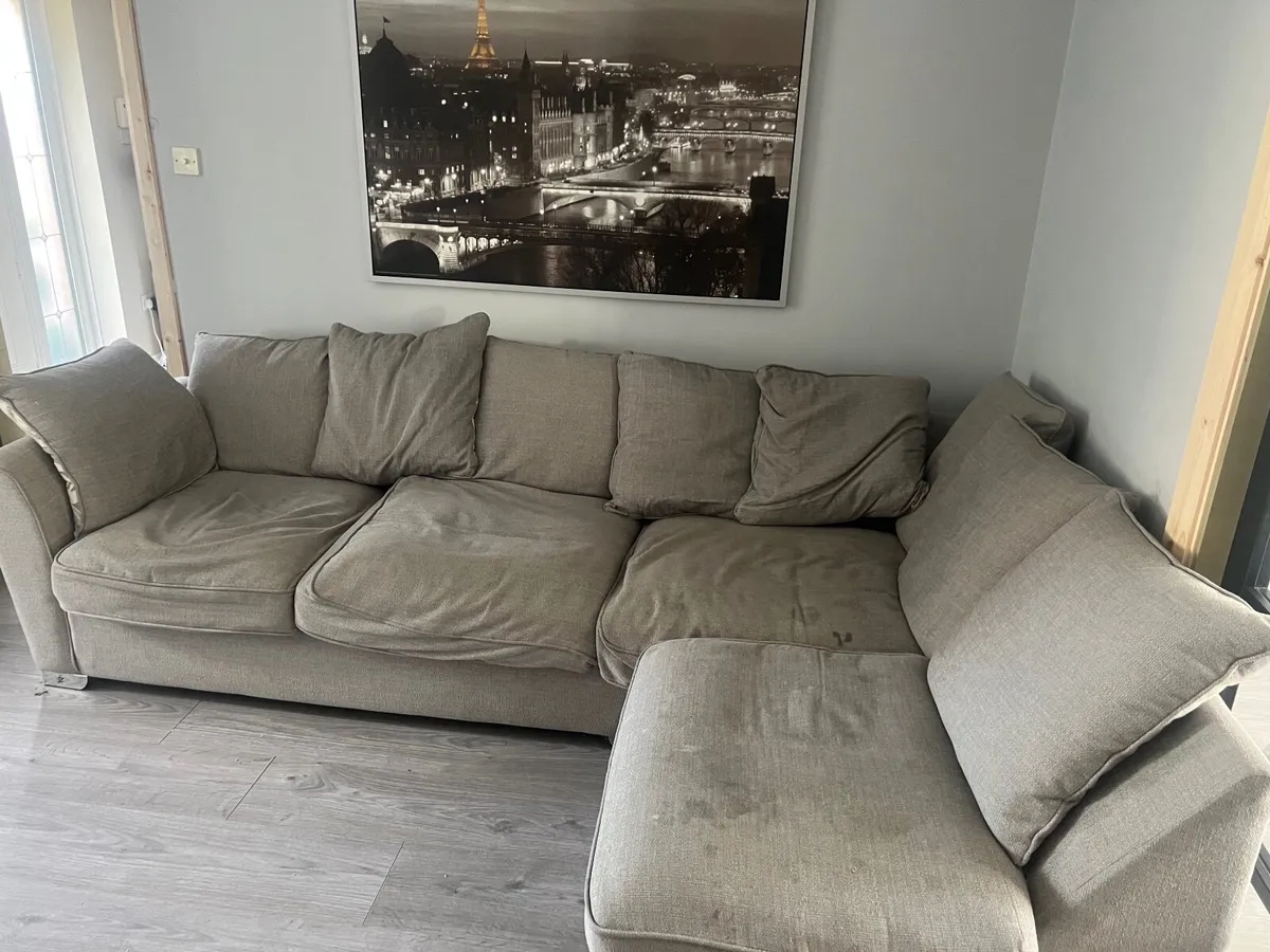 Corner sofa with poof and armchair - Image 1