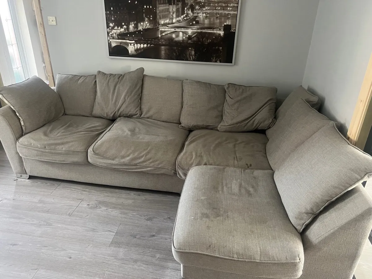 Corner sofa with poof and armchair - Image 2