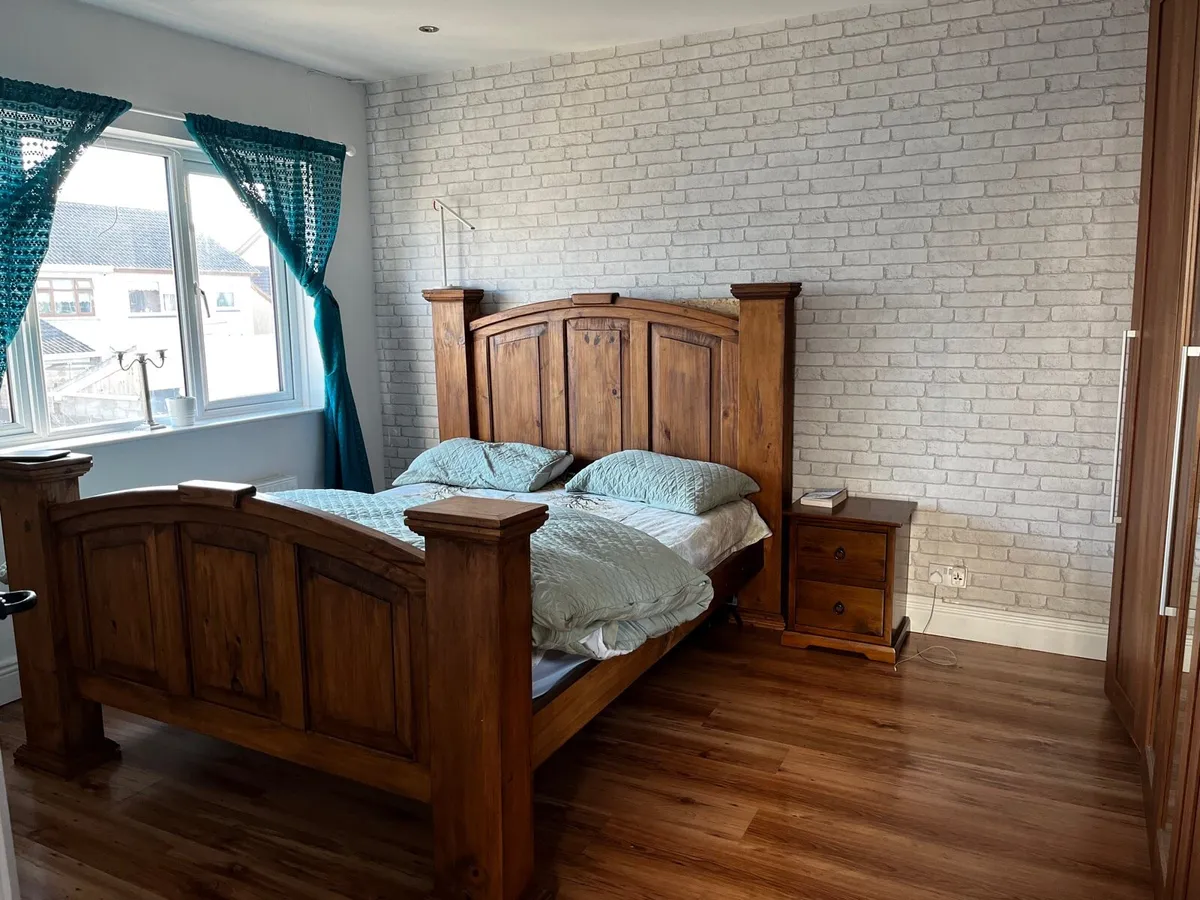 King Size Solid Wood Bed with Mattress - Image 1
