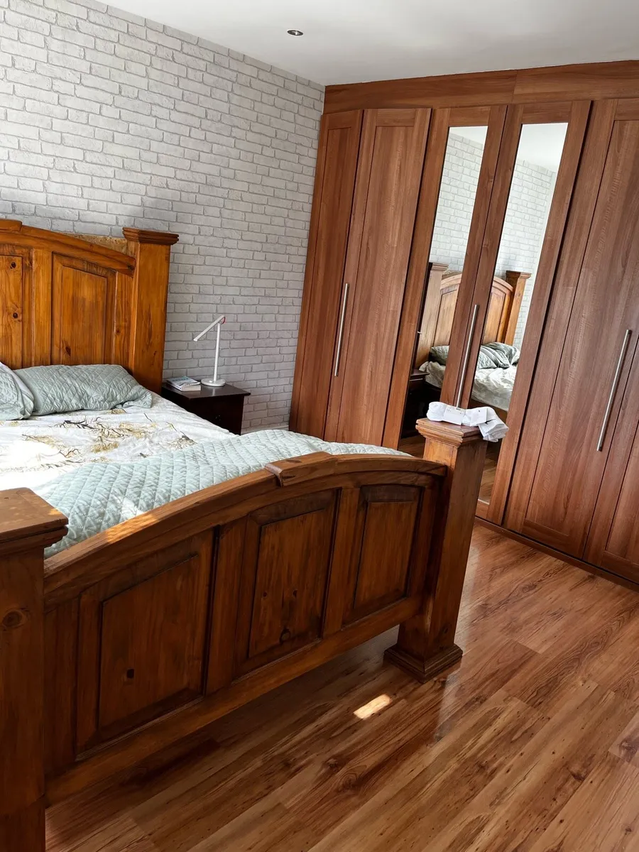 King Size Solid Wood Bed with Mattress - Image 3