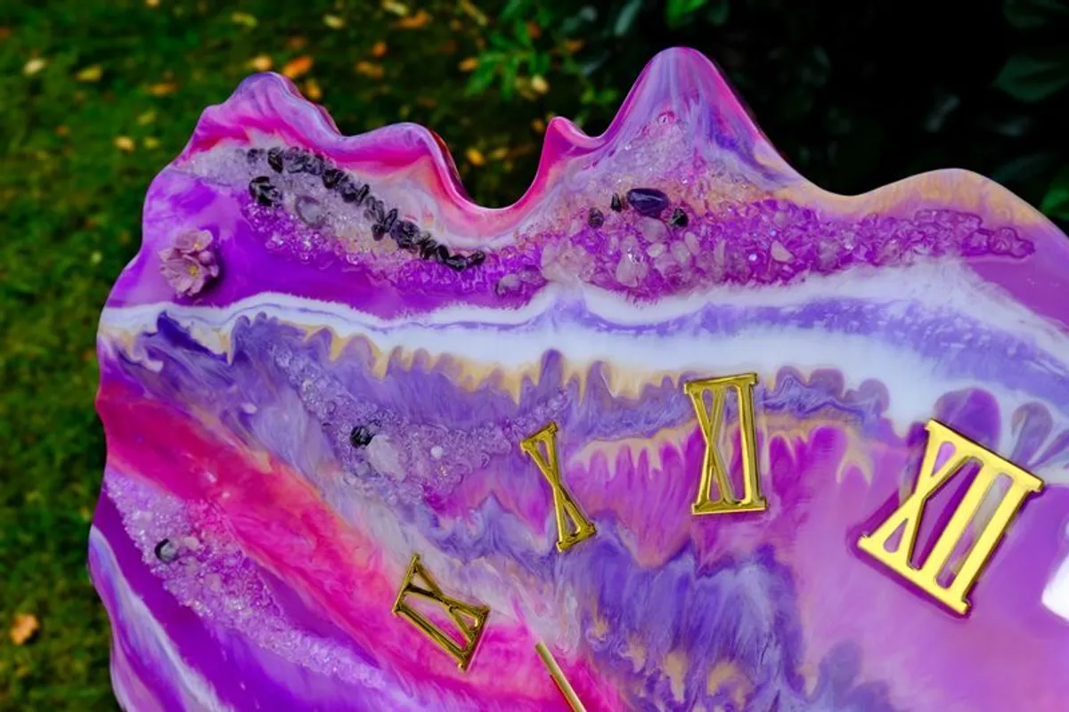 Unique Handmade Resin Wall Clock - Amethyst Dream - Image 2