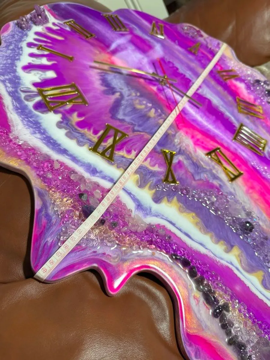 Unique Handmade Resin Wall Clock - Amethyst Dream - Image 4
