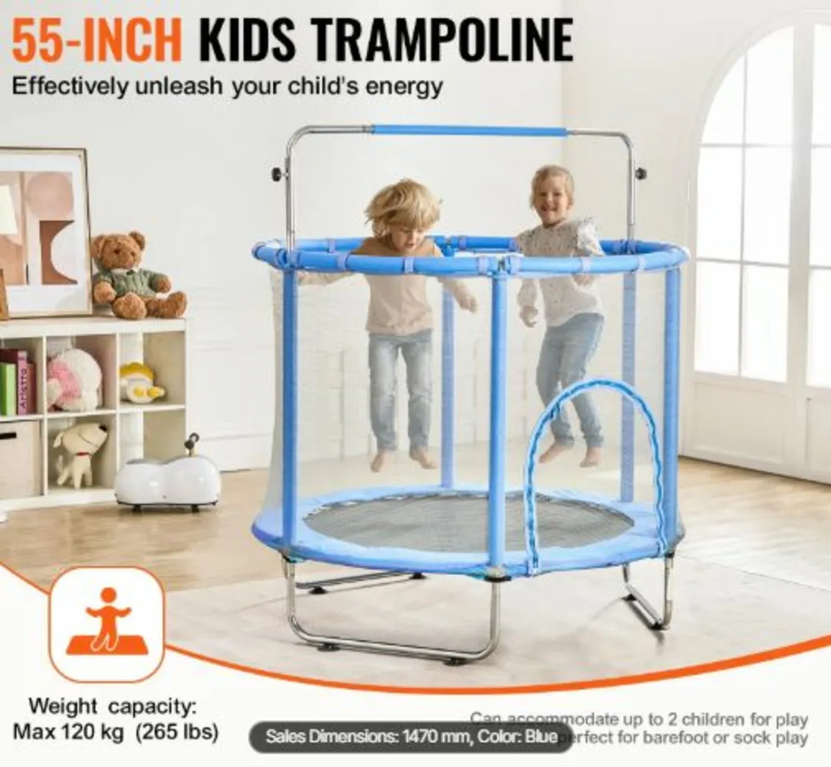 55" Trampoline for Kids Mini Toddler Trampoline - Image 3