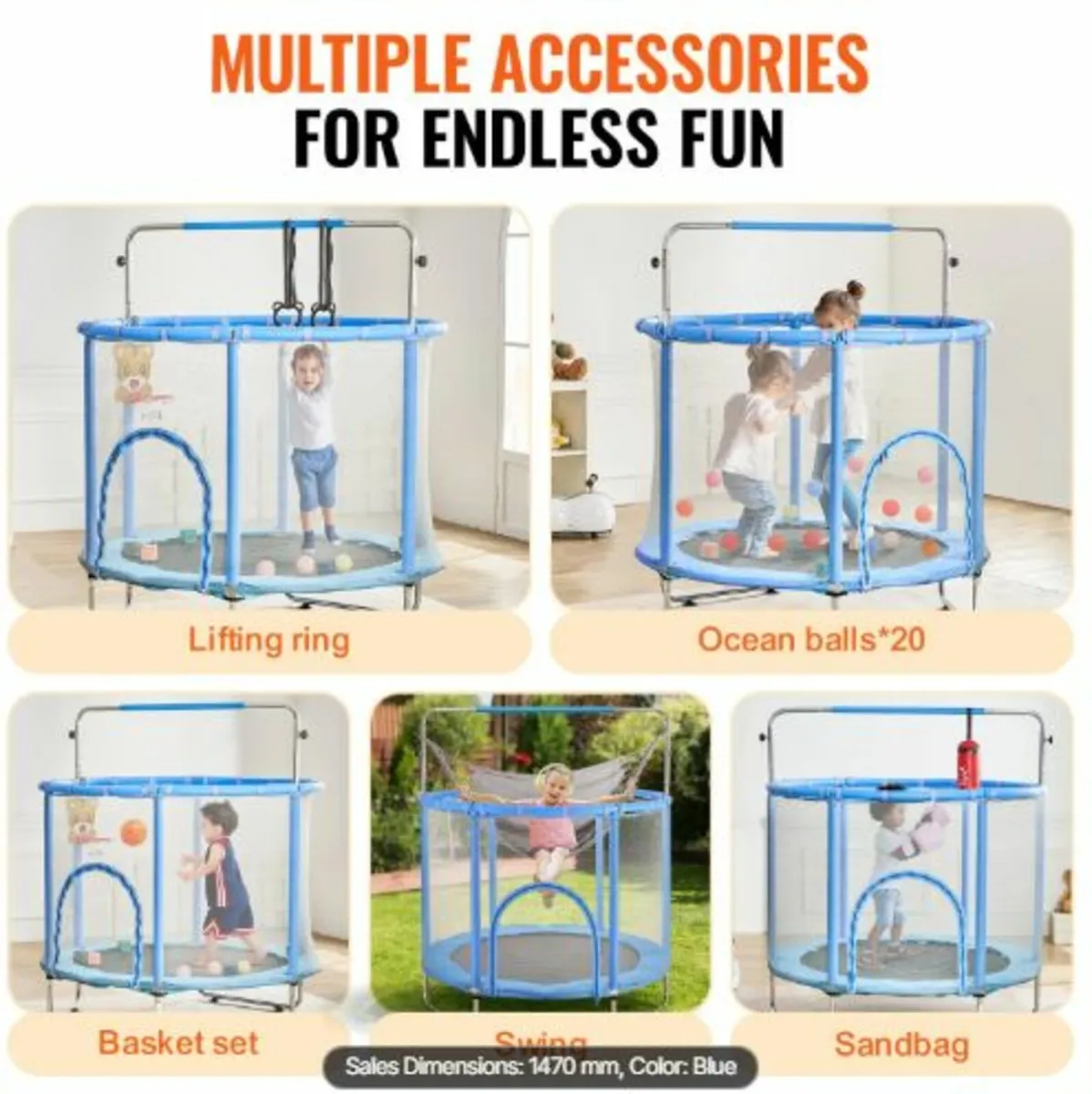 55" Trampoline for Kids Mini Toddler Trampoline - Image 4