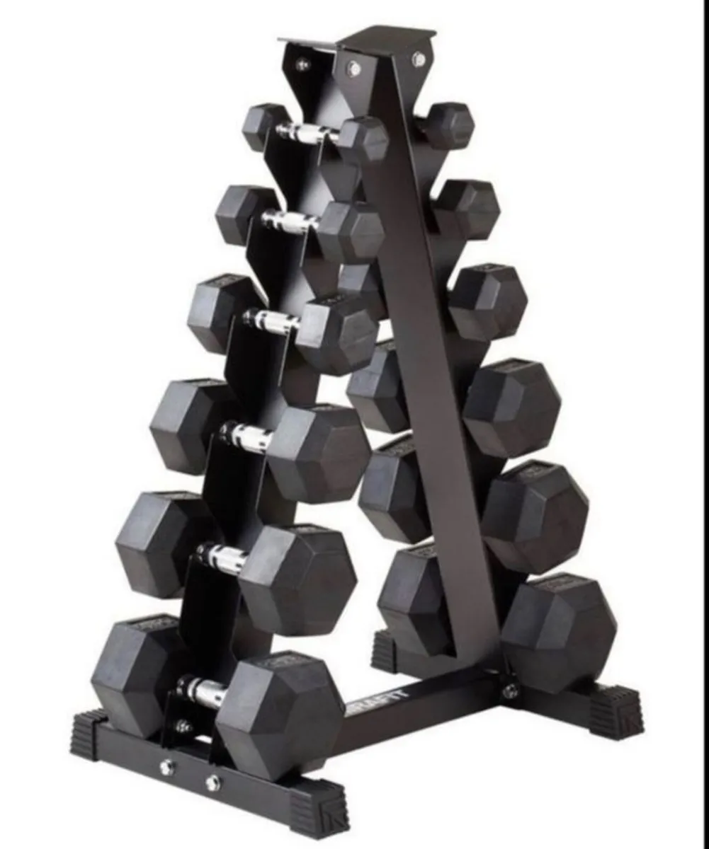 Hex Dumbbells 2.5kg - 15kg + storage rack (new)