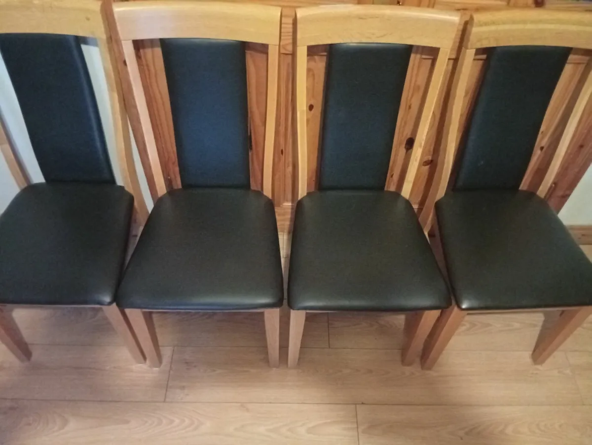 Oak Leather modern dining chairs set - Image 4