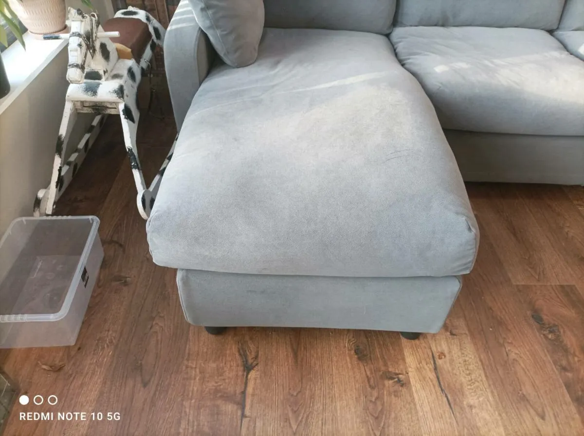 Grey fabric chaise lounge sofa - Image 2