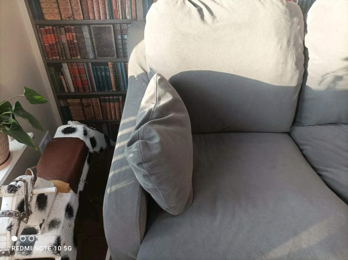 Grey fabric chaise lounge sofa - Image 3