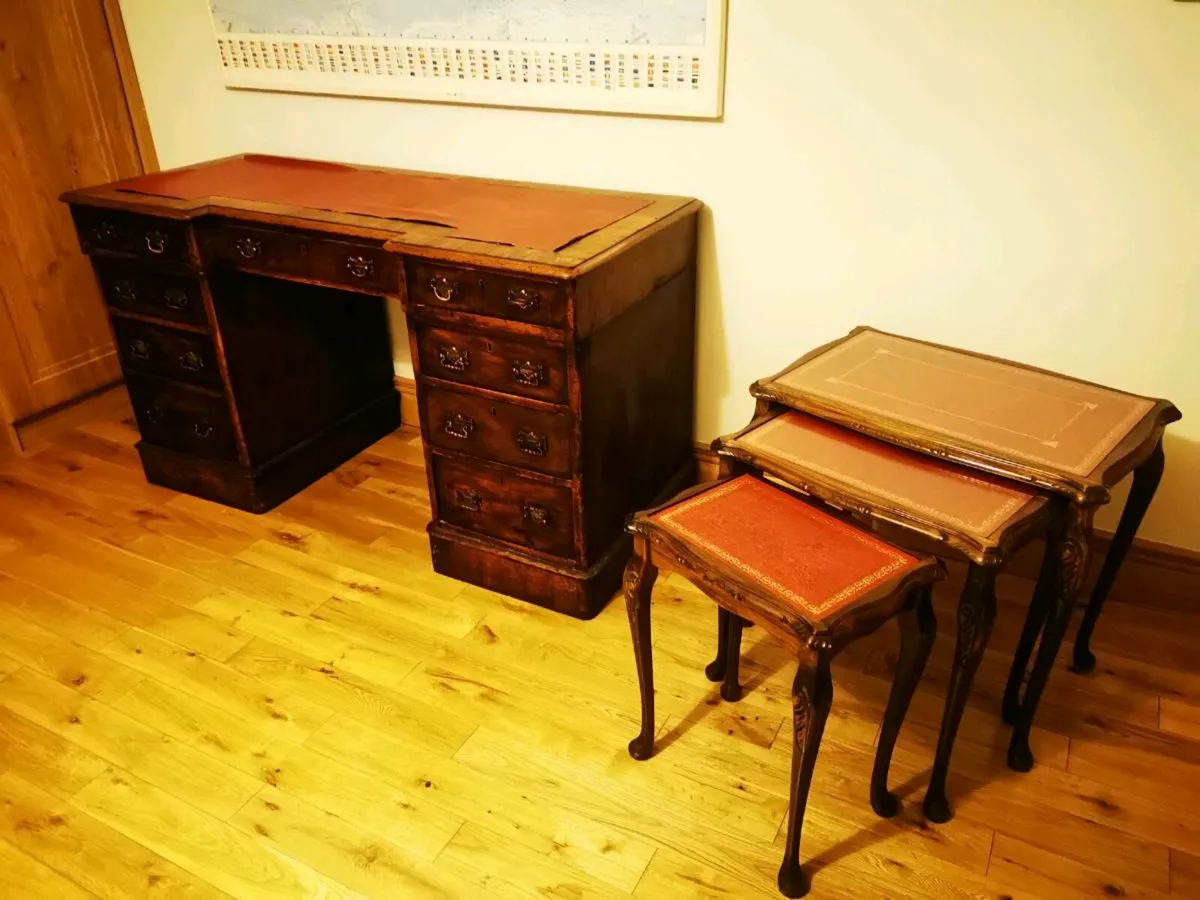 Antique Solicitor's Desk and Nesting Tables - Image 1