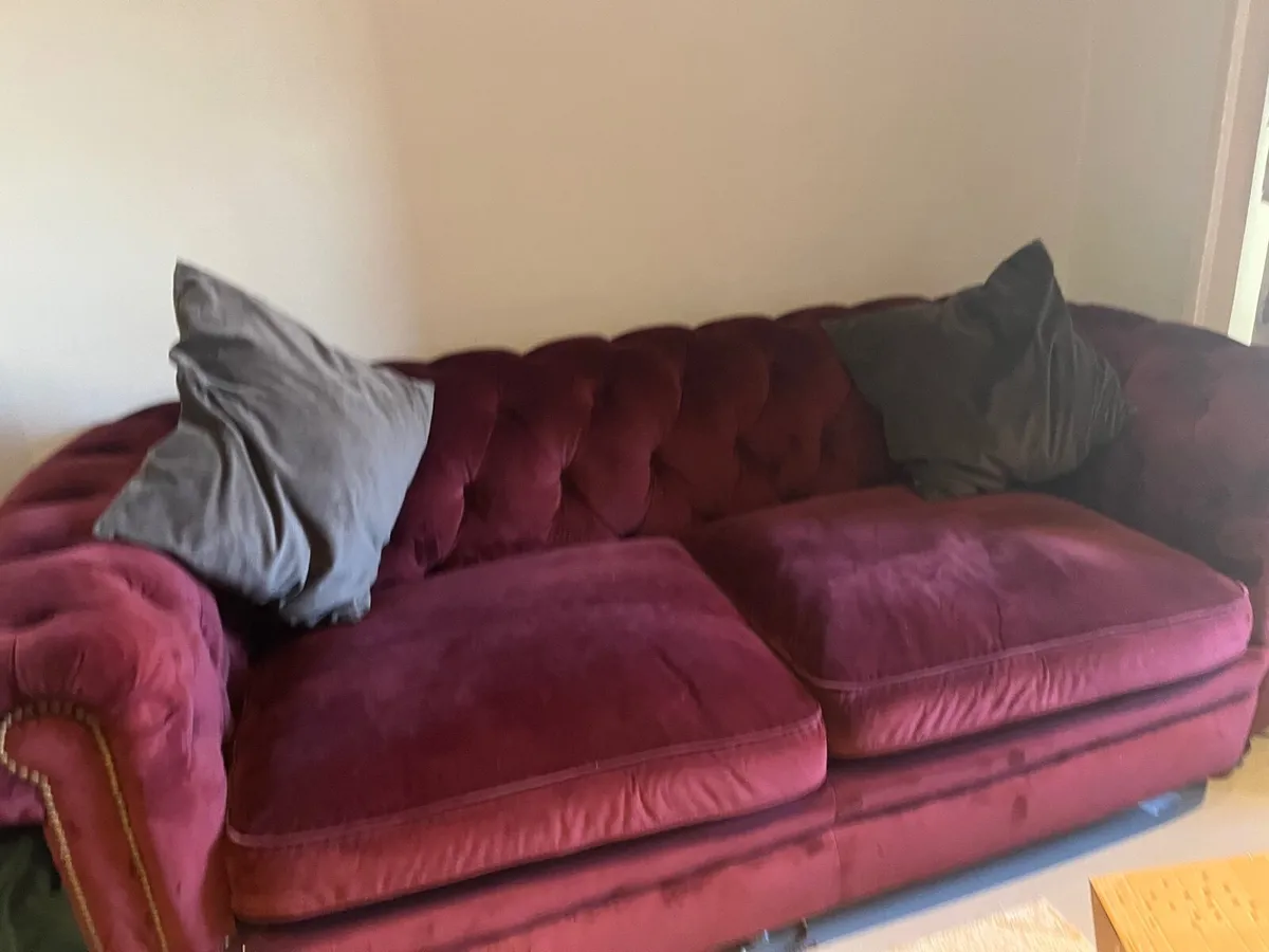 Maroon coloured 3 seater sofa - Image 1