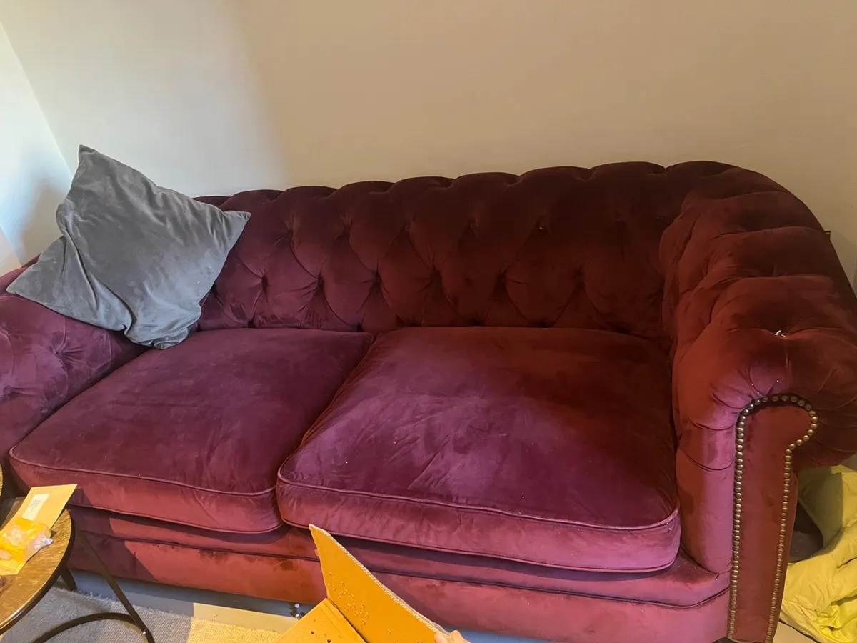 Maroon coloured 3 seater sofa - Image 2