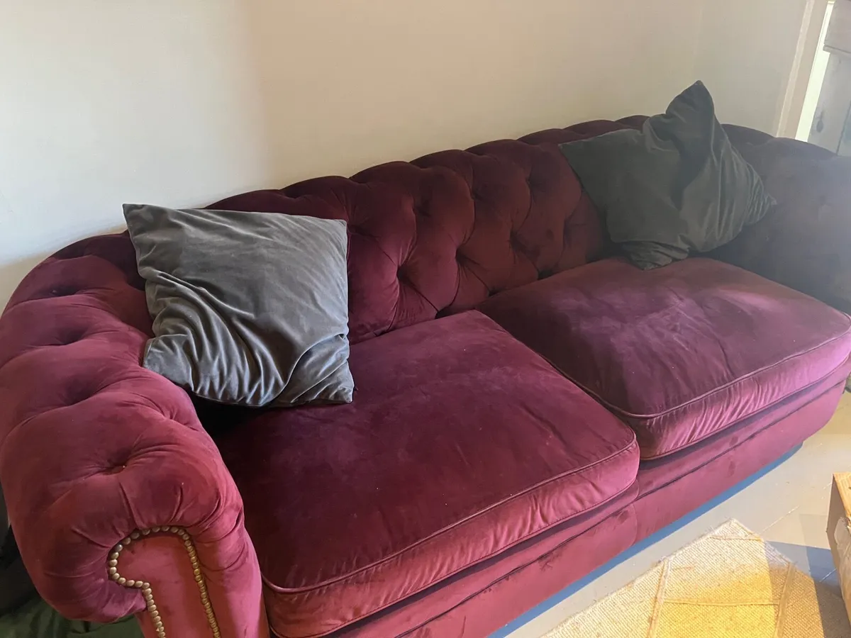 Maroon coloured 3 seater sofa - Image 3