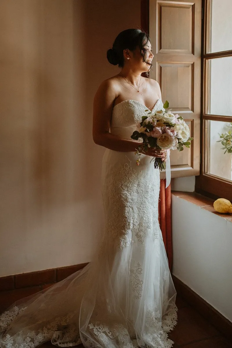 Enzoani Wedding Dress with Lace Train - Image 1