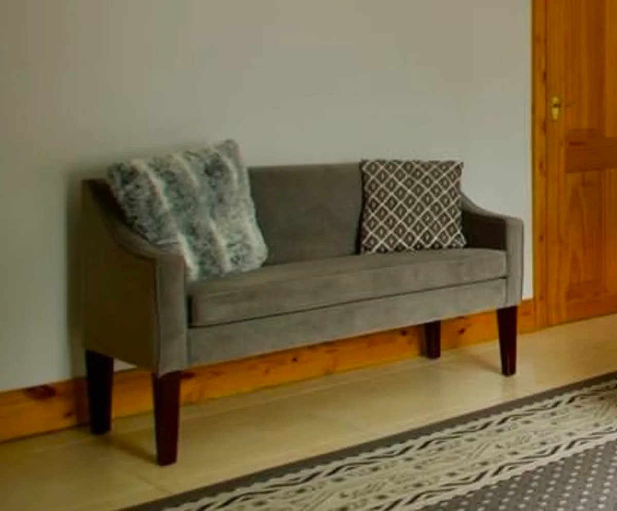 Beautiful Grey Velvet type material Bedroom Sofa