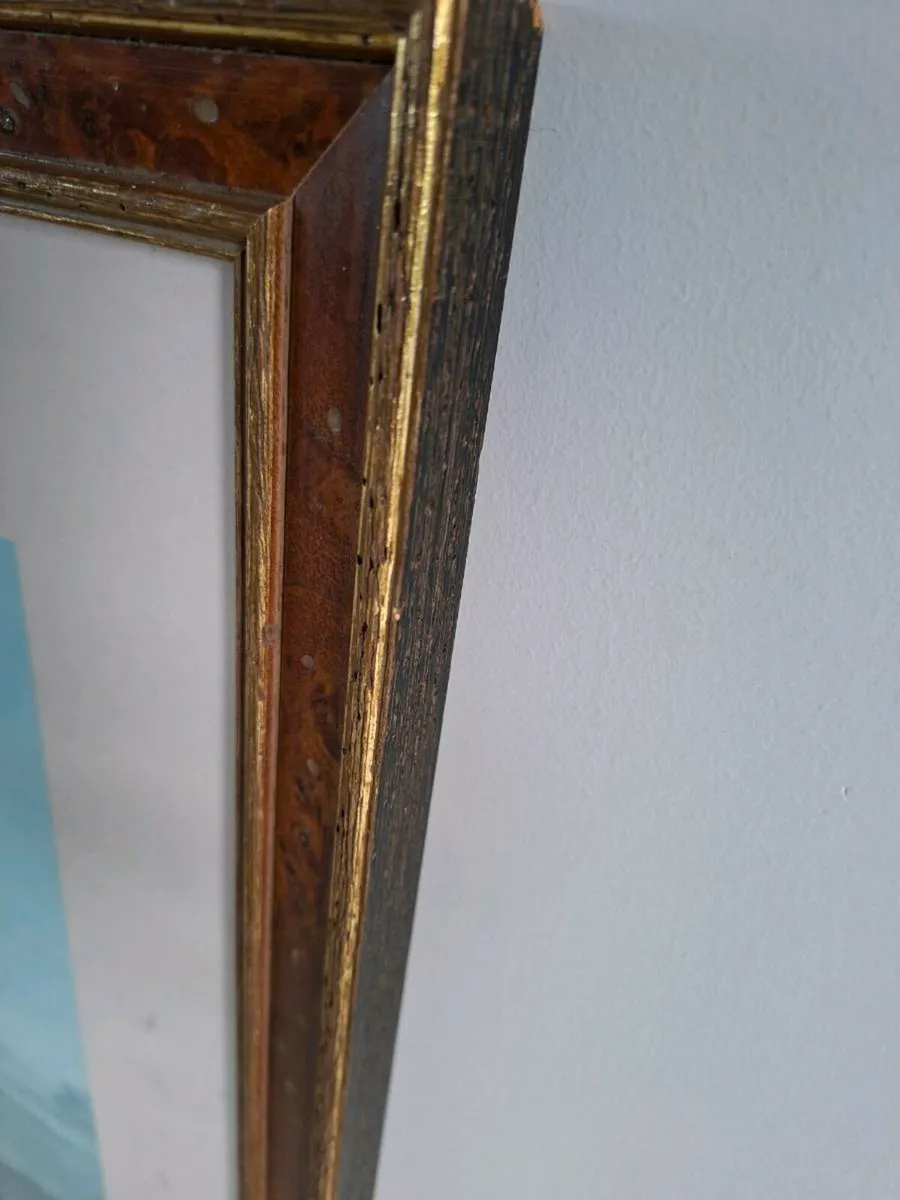 Antique distressed frame and horse print - Image 2