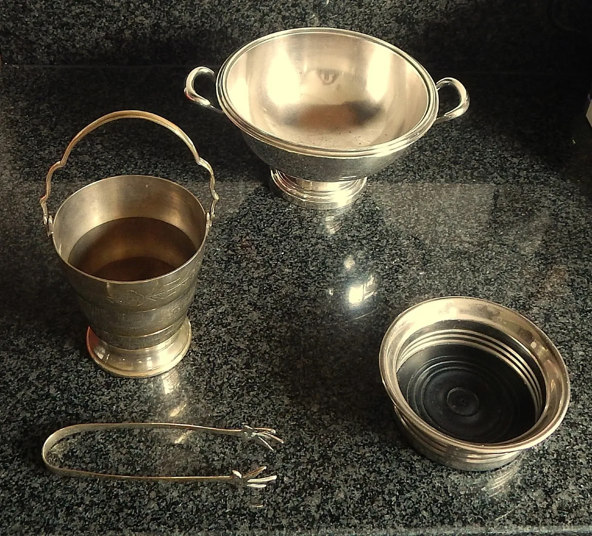 Silver Plated Dish, Ice Bucket & Bottle Coaster - Image 2