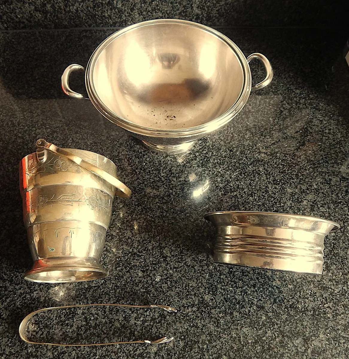 Silver Plated Dish, Ice Bucket & Bottle Coaster - Image 3