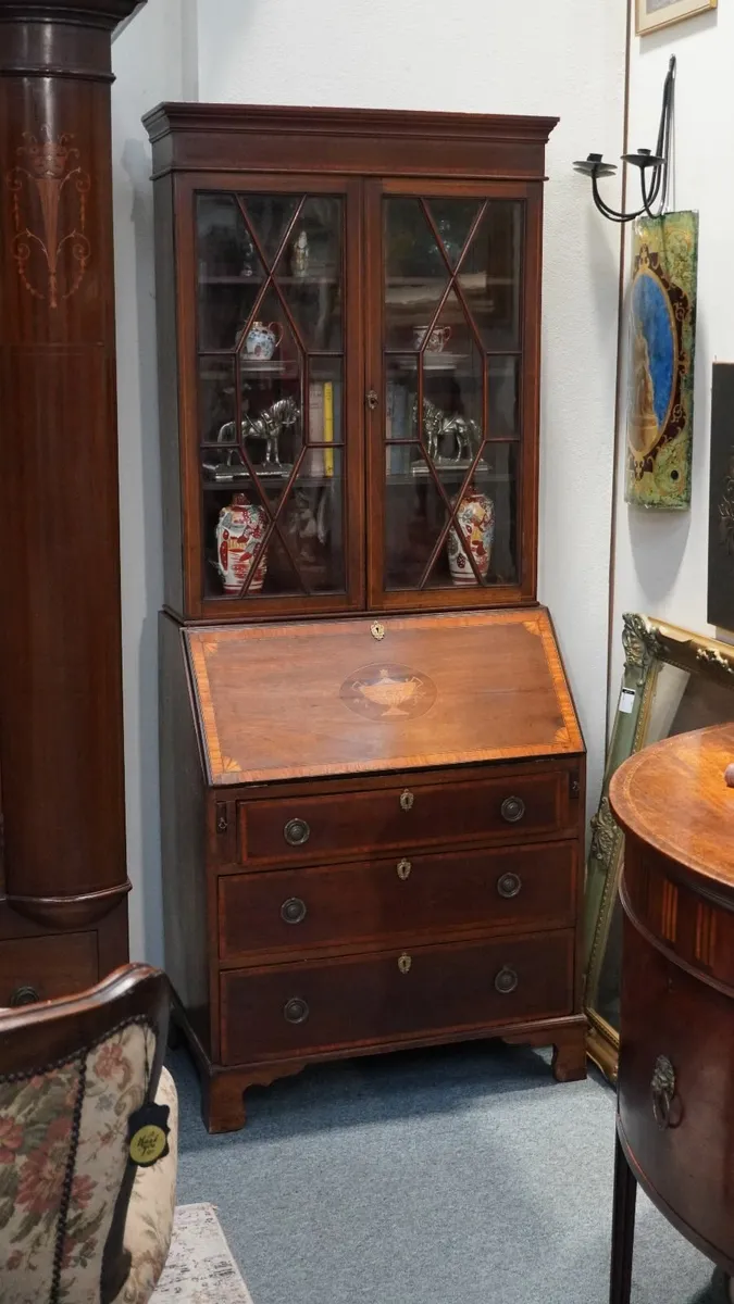 Edwardian Mahogany Bureau Bookcase, c.1900 - Image 1
