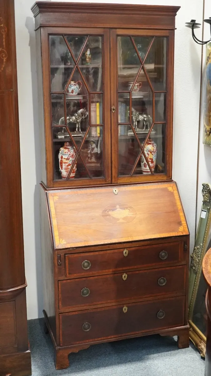 Edwardian Mahogany Bureau Bookcase, c.1900 - Image 2