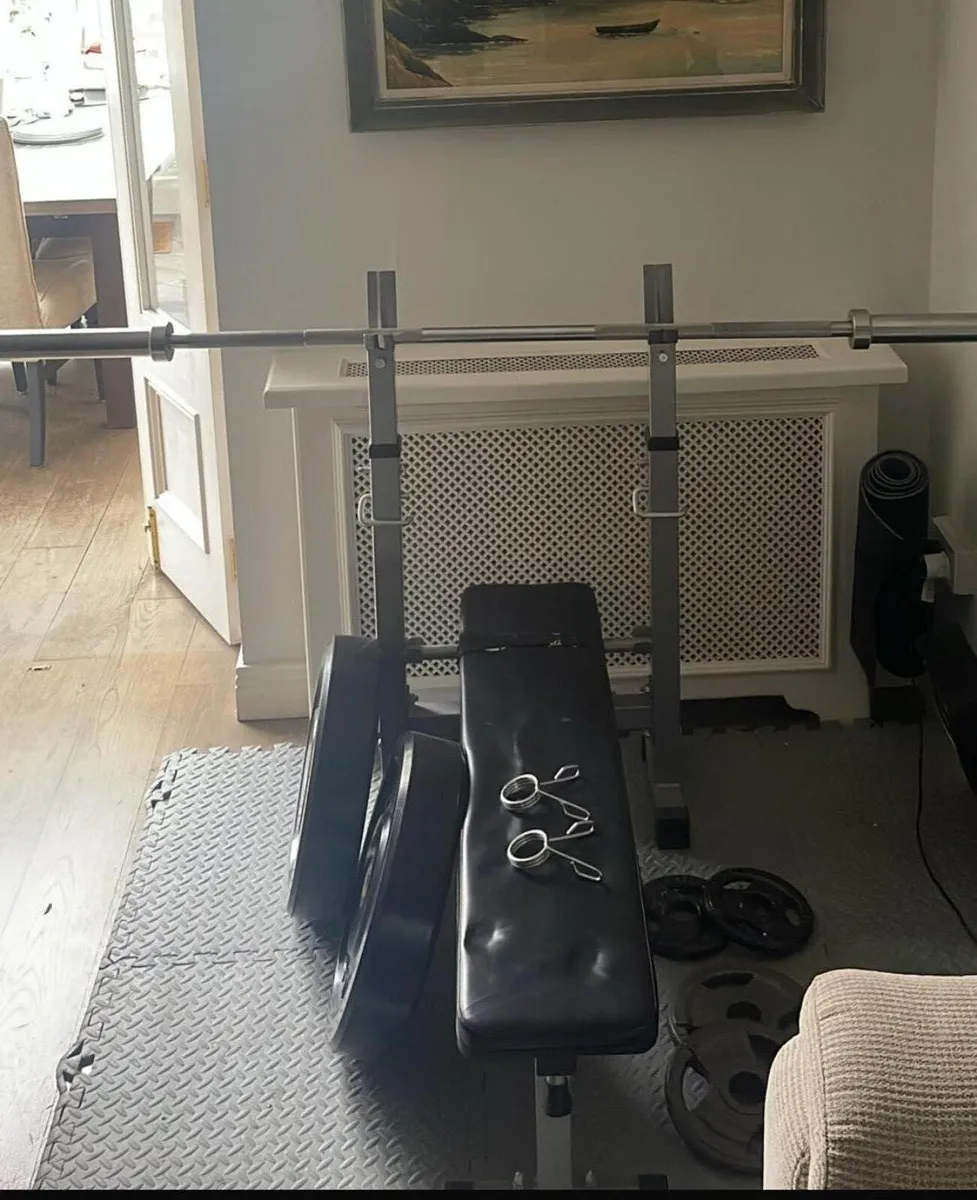 Bench press barbell & weights - Image 1