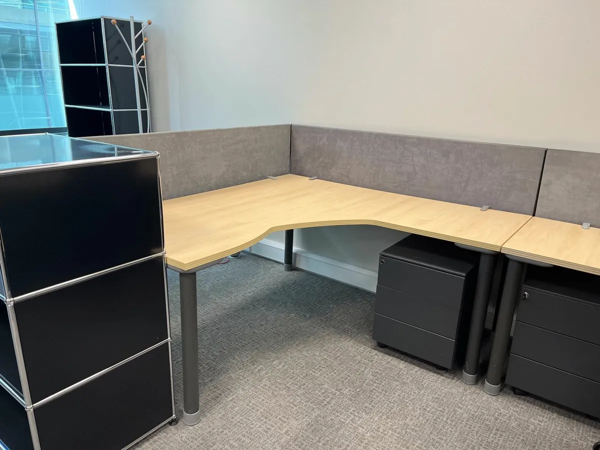 9 L-Shaped Office Desks + 13 Privacy Panels - Image 4