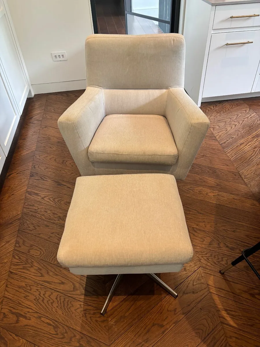 Italian Swivel Chair and Footstool - Image 1