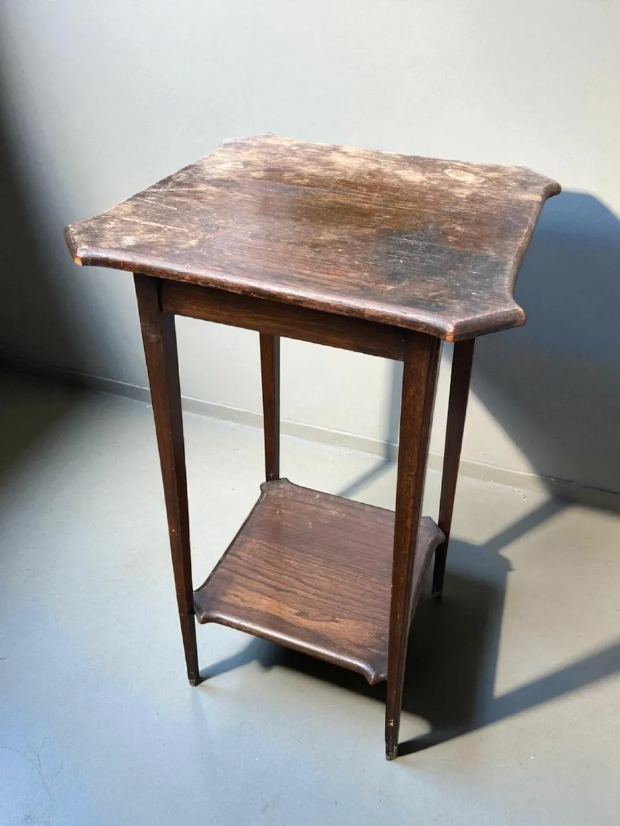 Antique Lamp Table - High - Oak - Image 2
