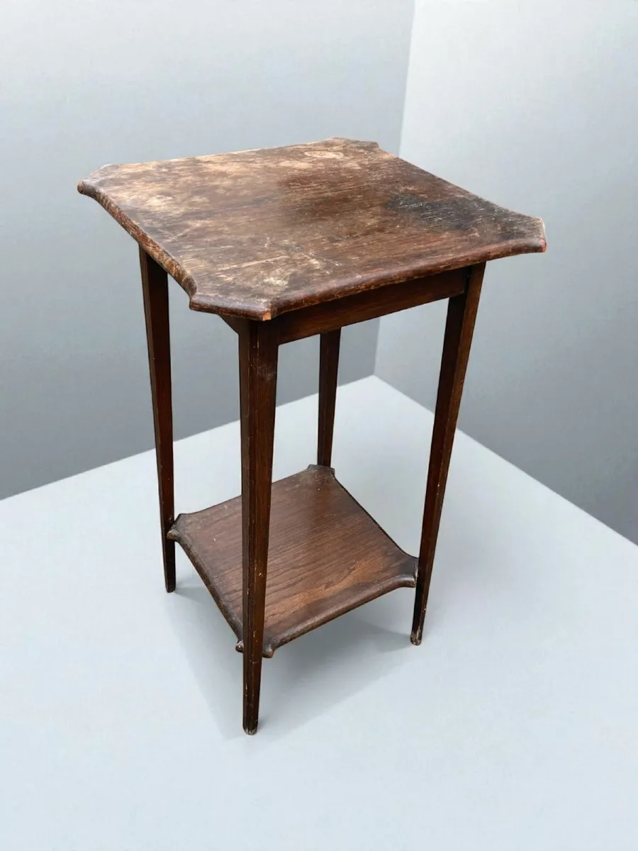 Antique Lamp Table - High - Oak - Image 3