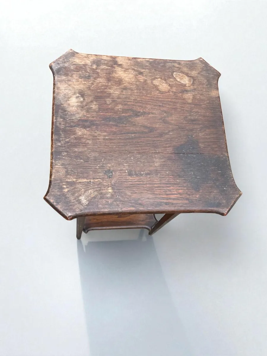Antique Lamp Table - High - Oak - Image 4
