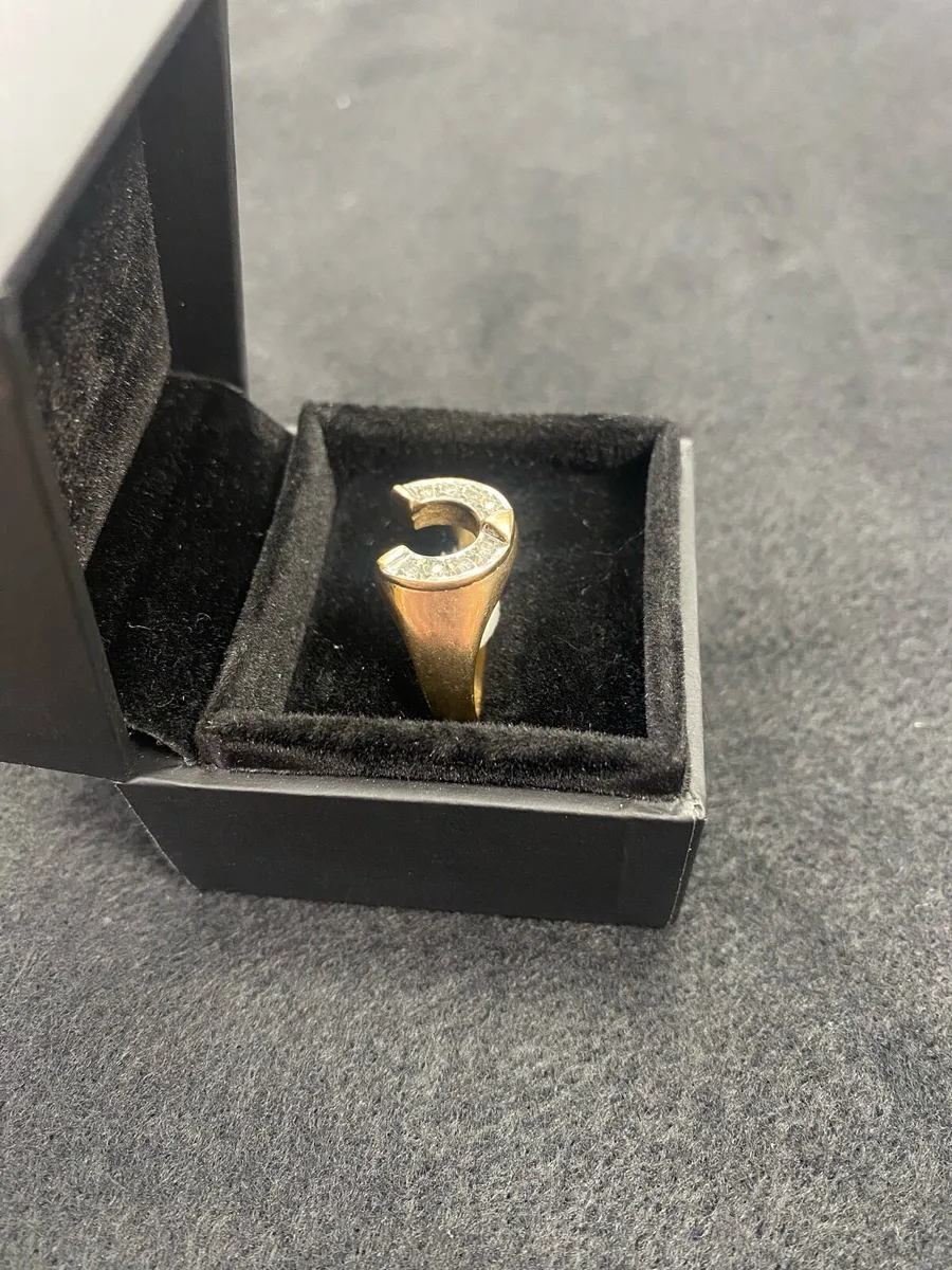 9ct Gold Horseshoe Ring 9k CZ - Image 2
