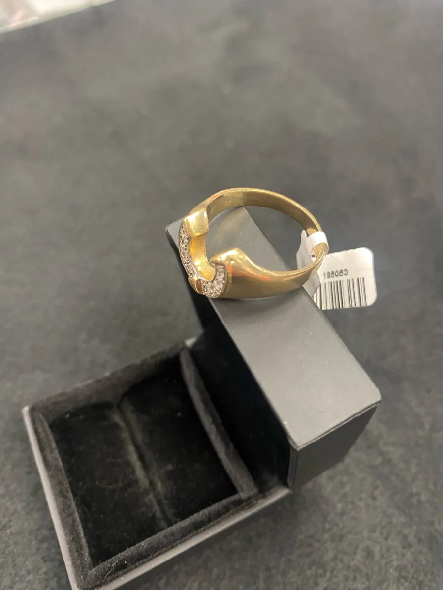 9ct Gold Horseshoe Ring 9k CZ - Image 3