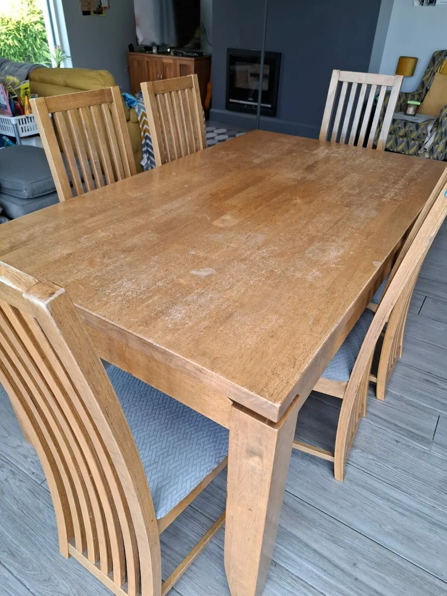 Dining table and six chairs. - Image 1