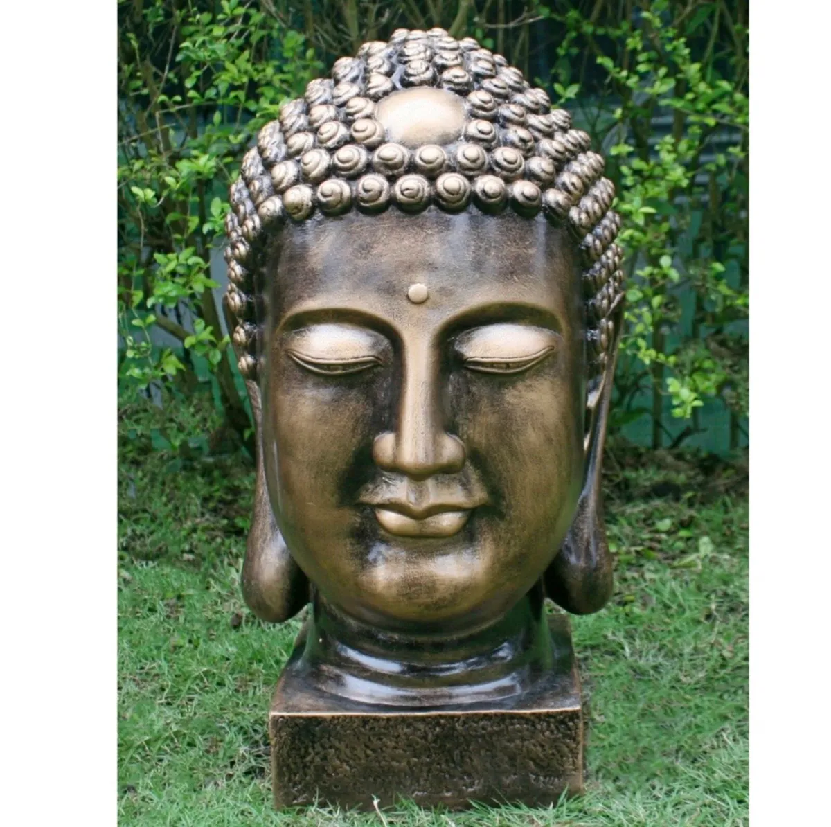 Large Bronze Buddha Head Statue