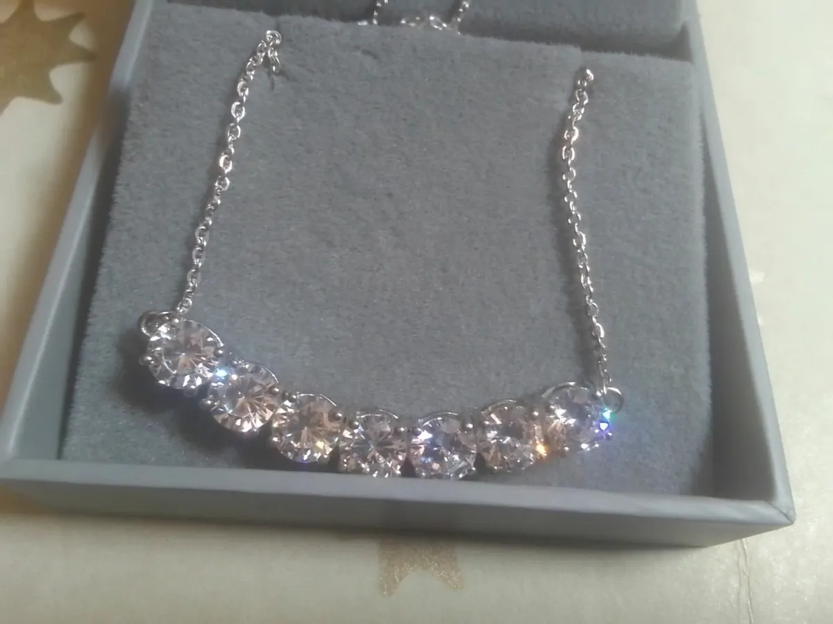 STERLING SILVER CZ 7 ROW NECKLACE SIZE 18" NEW - Image 1