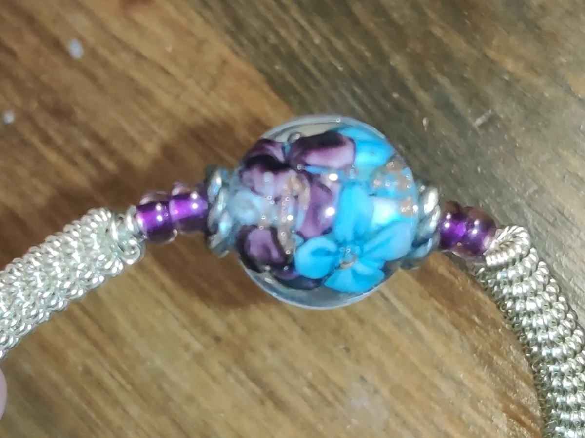 FLOWER POWER, REAL Silver Hand Made Bracelet ! - Image 2