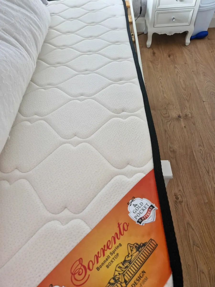 White Timber Framed Double Bed & Mattress - Image 3
