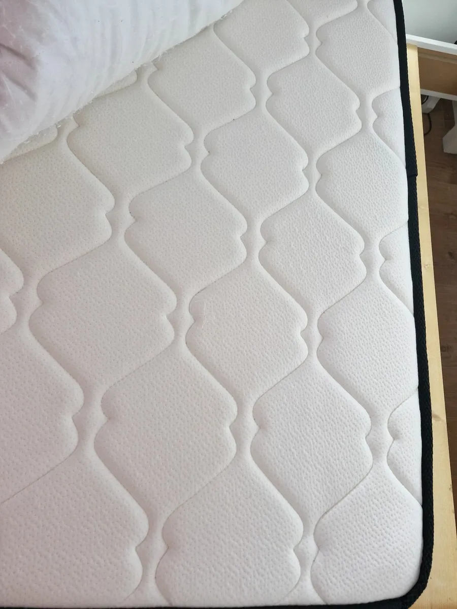White Timber Framed Double Bed & Mattress - Image 4