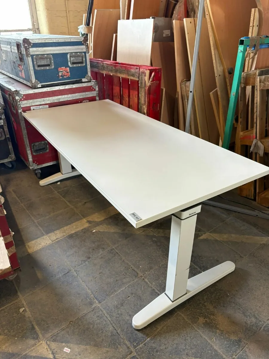Preowned White Sit Stand Desk - £250 + VAT - Image 1