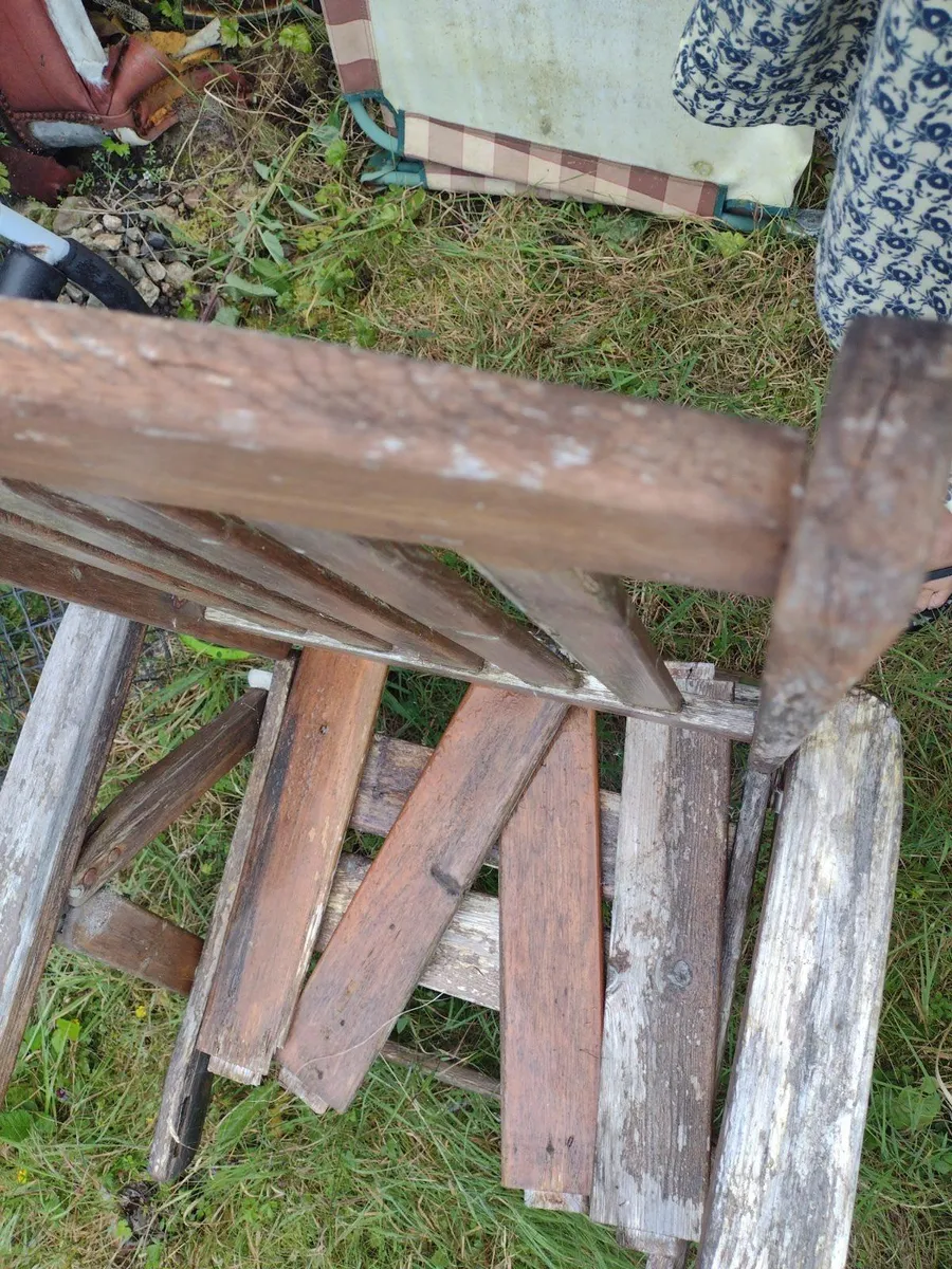Large wooden recliner garden chairs - Image 3