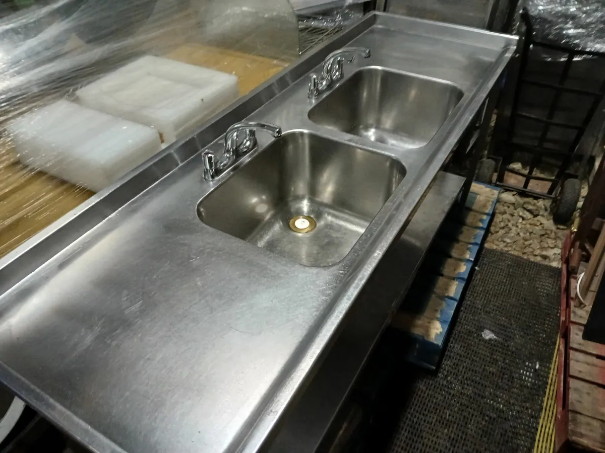 Stainless steel double sink unit complete - Image 1