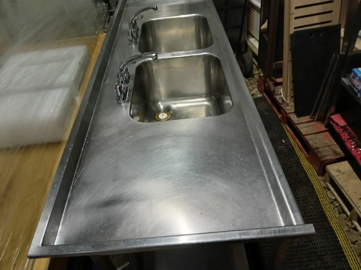 Stainless steel double sink unit complete - Image 3
