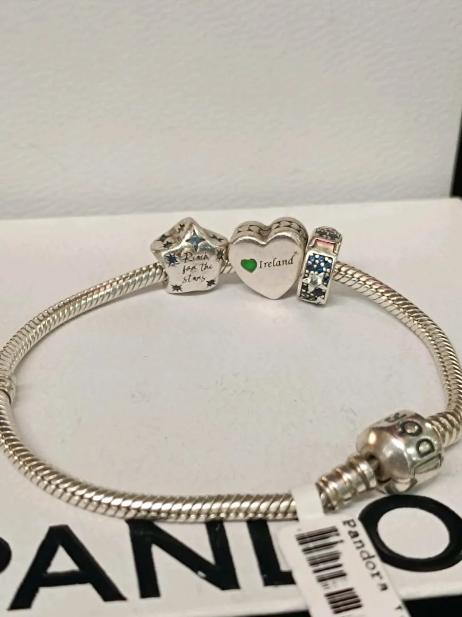 Pandora Bracelet with Charms incuding Ireland - Image 1