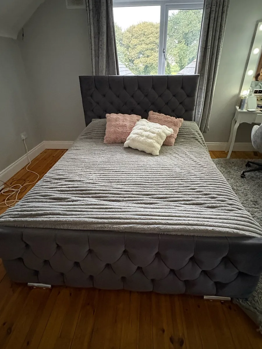Suede King Bed Frame - Image 1