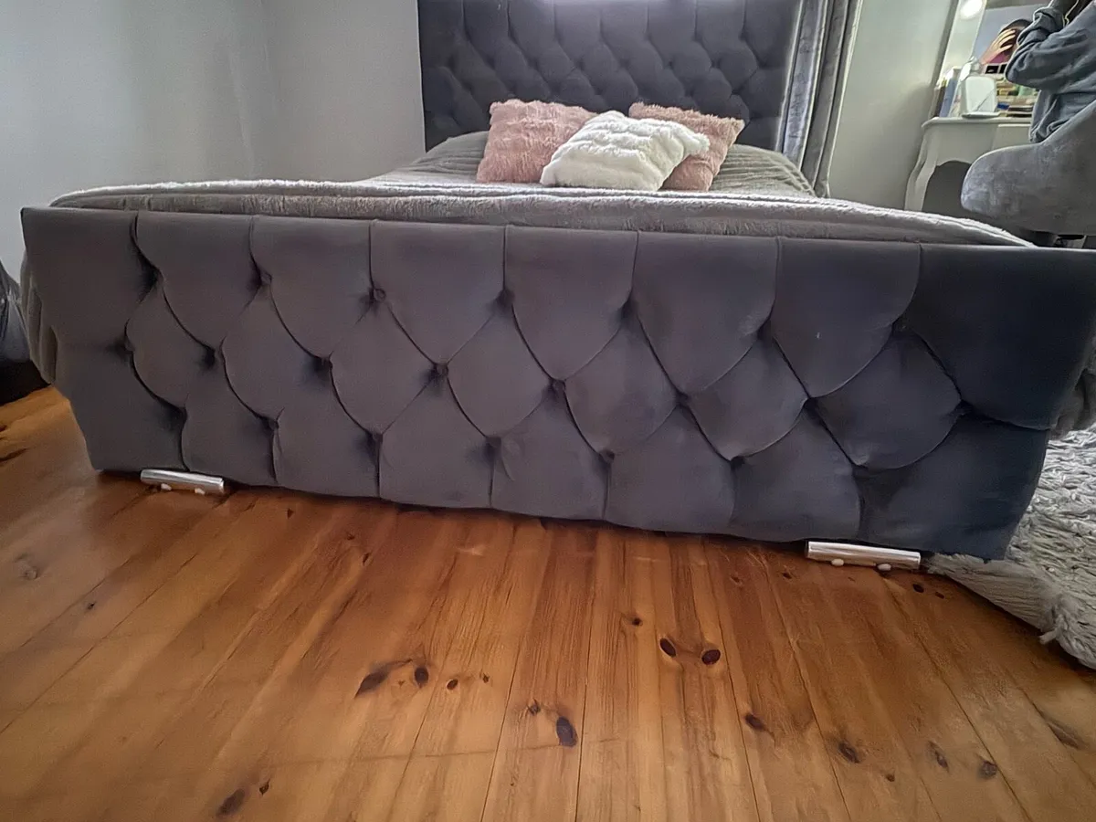 Suede King Bed Frame - Image 2