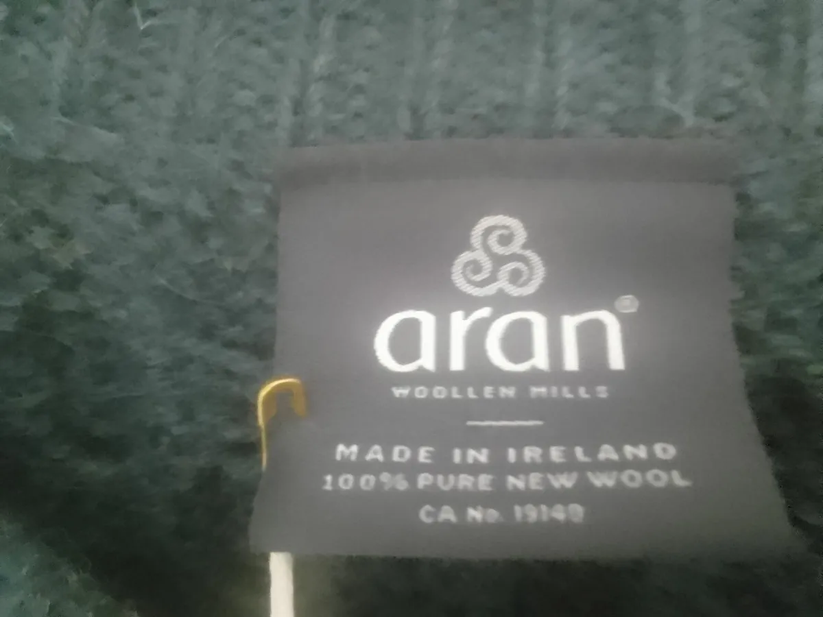 ARAN WOOL DARK GREEN CARDIGAN SIZE 14 NEW - Image 4