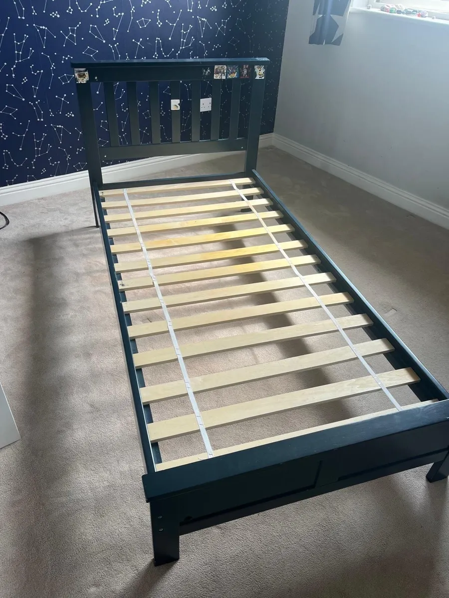 Single navy wooden bed frame - Image 1