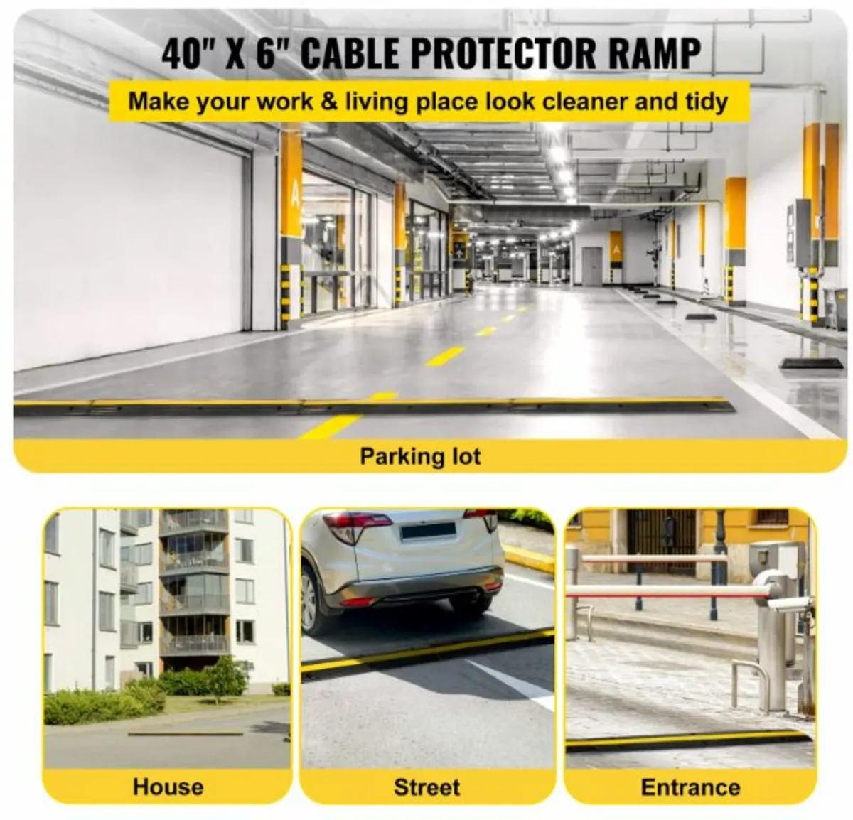 4 Pack of 1-Channel Rubber Cable Protector Ramps - Image 2